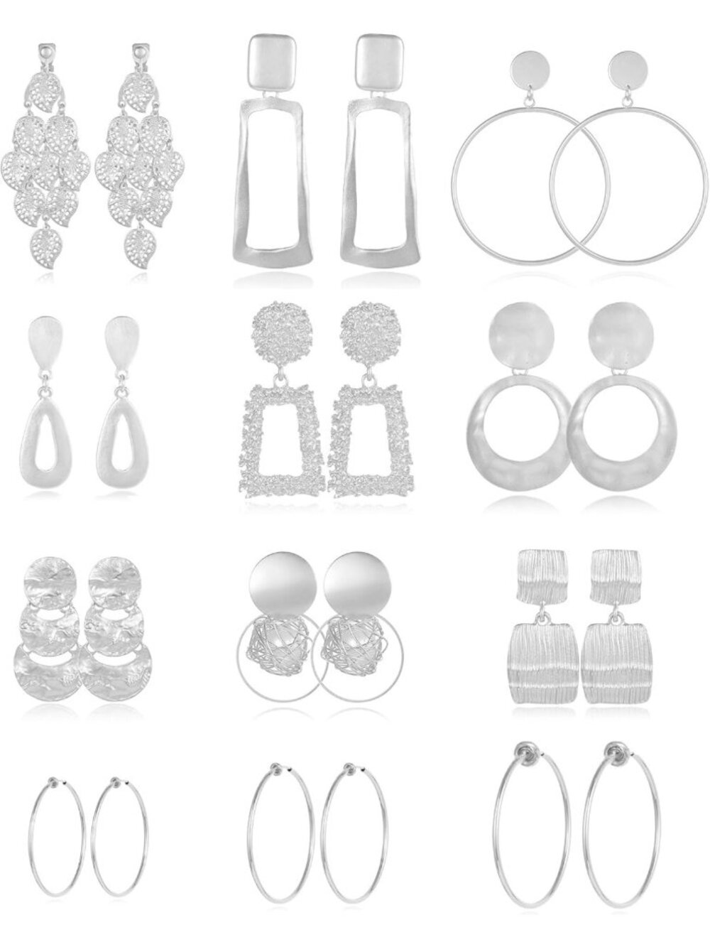 12 Pairs Clip on Hoop Earrings for Women Geometric Round Twist Chunky Hoop